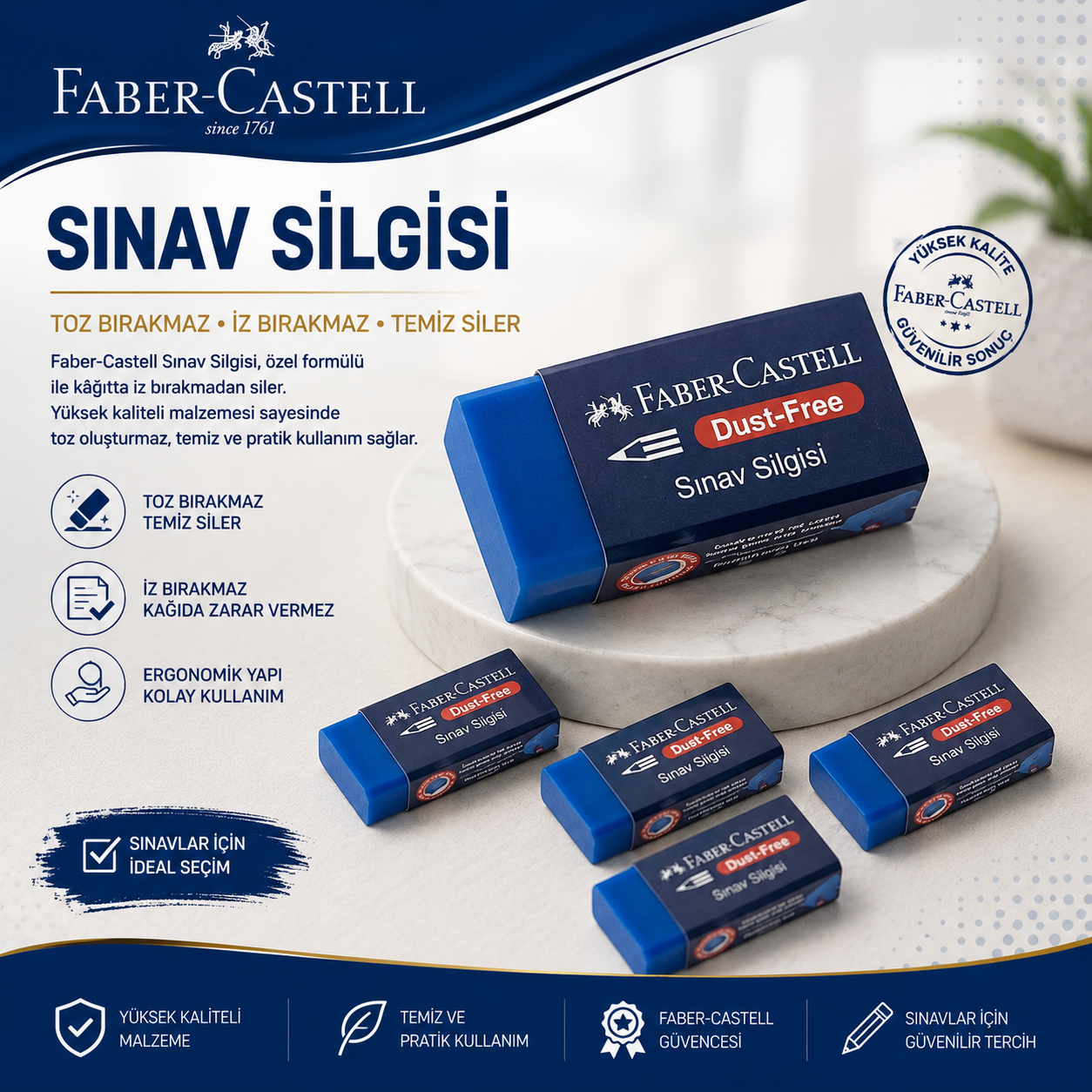 Faber-Castell Mavi Sınav Silgisi